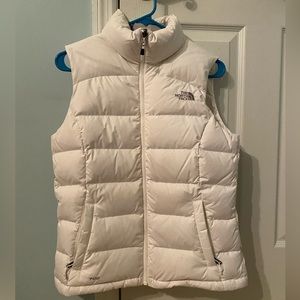 White north face puffer vest